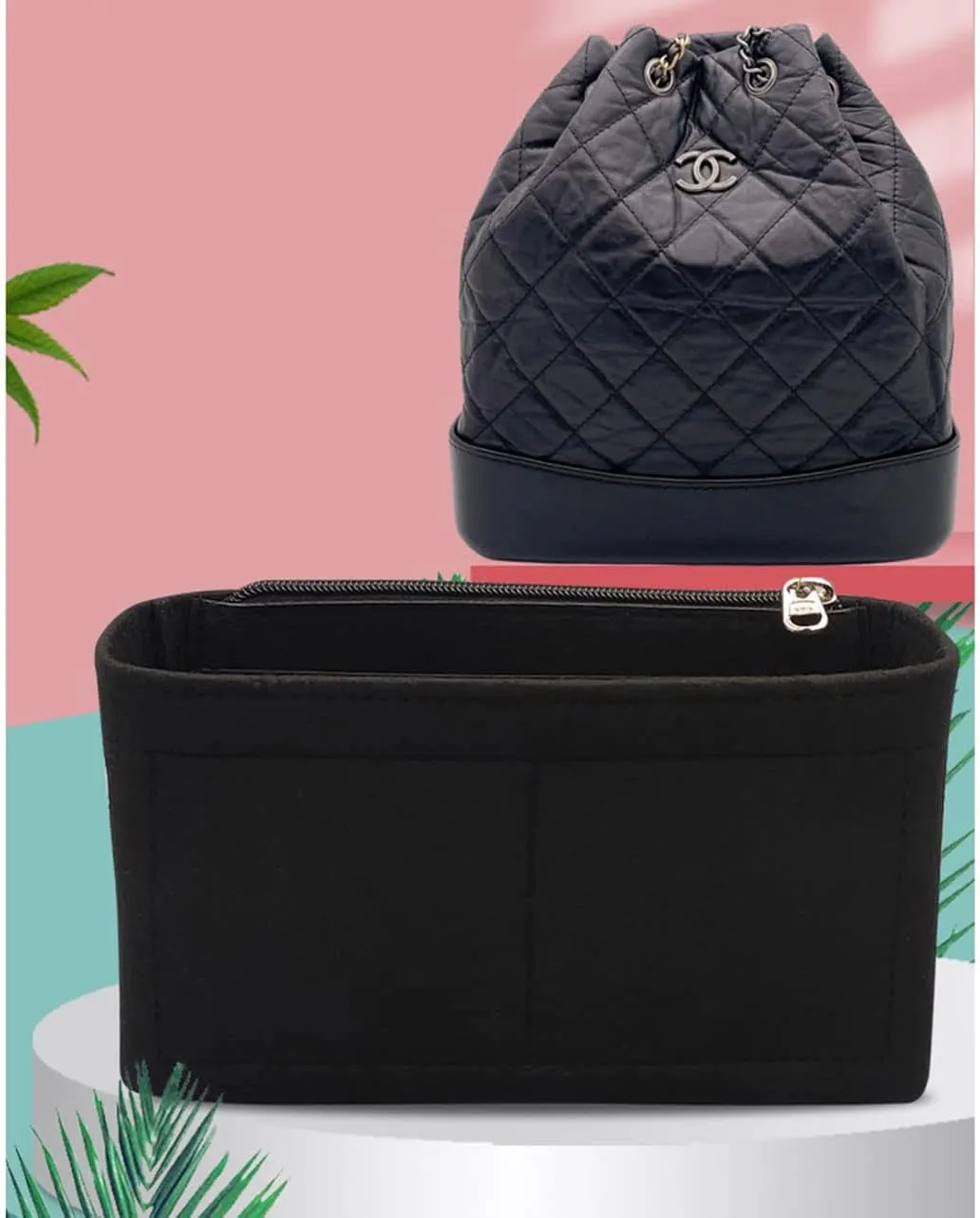 Lckaey Felt Purse Organizer Insert for gabrielle backpack organizer gabrielle tramp bag lining Insert 2074black-S
