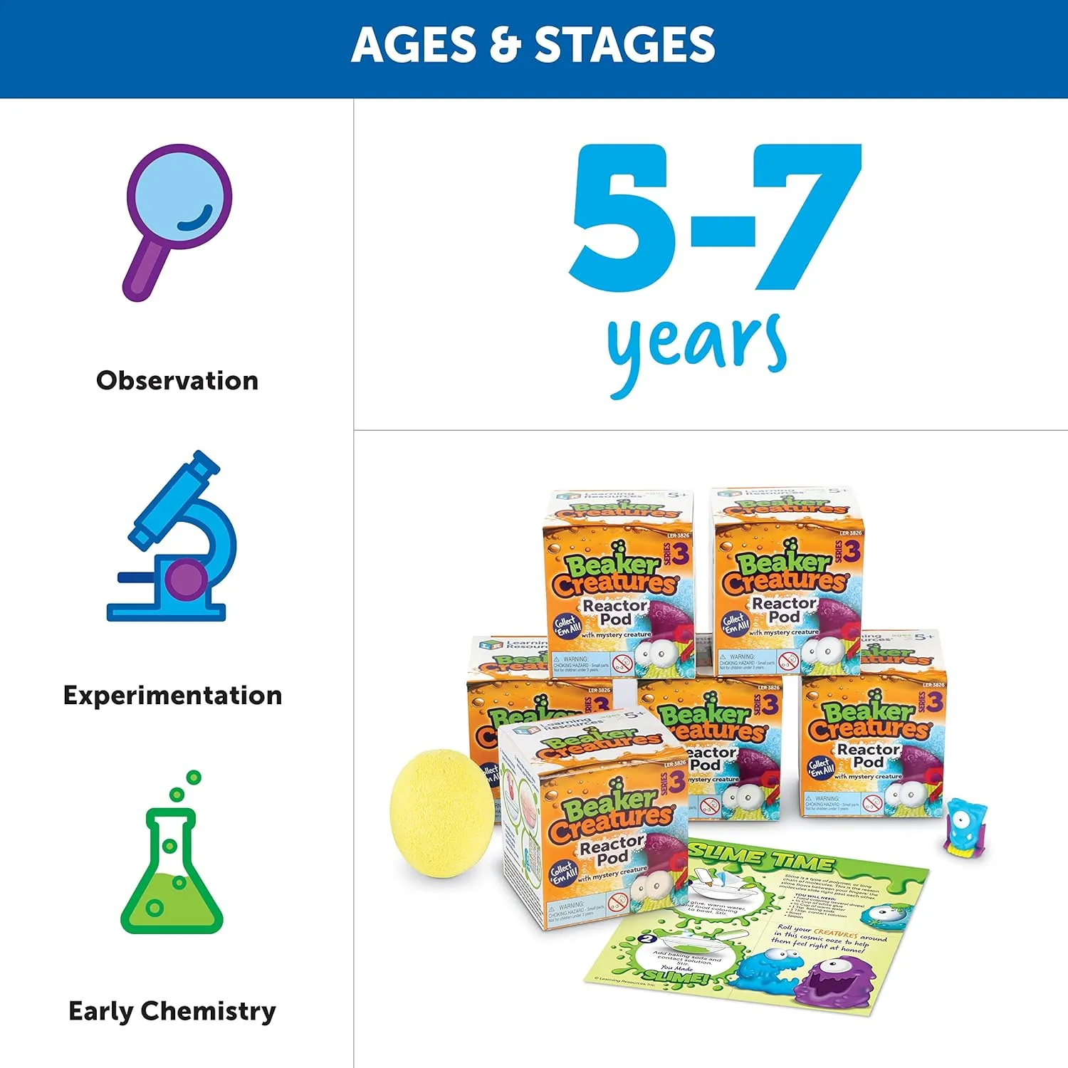 Learning Resources Beaker Creatures Series 3 - 6-Pack of Pods, Ages 5  Science Exploration Toys, STEM Toys for Kids, Homeschool Must Haves, Science for Kids