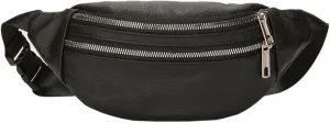 leather Fanny pack, Outdoor travel waist Pack Cowhide Leather Large Size 2 Pockets waist bag.Suitable for outdoor mountaineering, travel, camping, cycling, running, etc.（black-F）