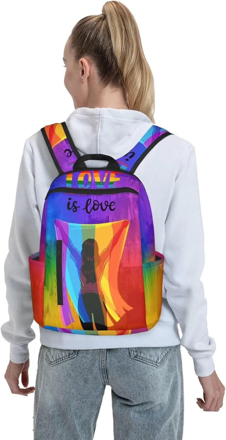 LGBT Rainbow Gay Pride Flag Love Is Love Travel Laptop Backpack Casual Backpacks Double Shoulder Daypack Notebook Rucksack Work Bags Sports Bag for Hiking Camping Beach