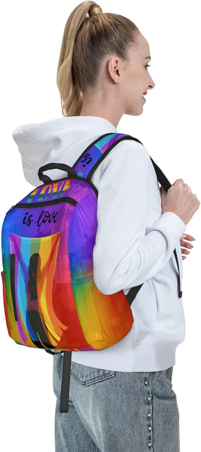 LGBT Rainbow Gay Pride Flag Love Is Love Travel Laptop Backpack Casual Backpacks Double Shoulder Daypack Notebook Rucksack Work Bags Sports Bag for Hiking Camping Beach