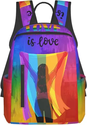 LGBT Rainbow Gay Pride Flag Love Is Love Travel Laptop Backpack Casual Backpacks Double Shoulder Daypack Notebook Rucksack Work Bags Sports Bag for Hiking Camping Beach