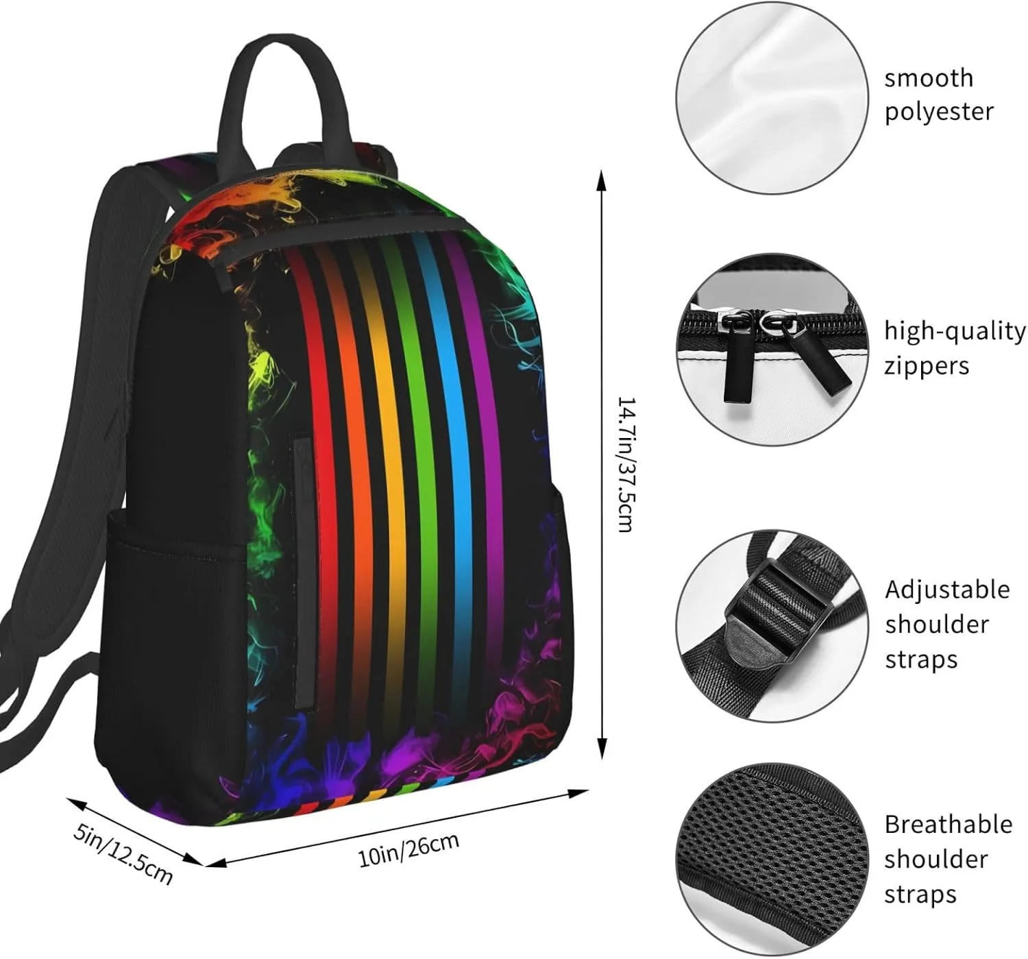 LGBT Rainbow Gay Pride Flag Travel Laptop Backpack Casual Backpacks Double Shoulder Daypack Notebook Rucksack Work Bags Sports Bag for Hiking Camping Beach