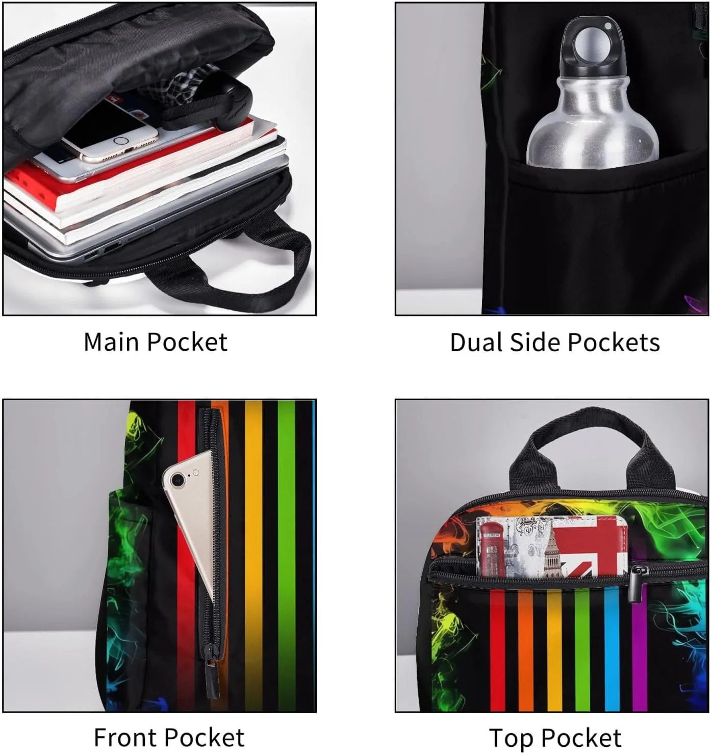 LGBT Rainbow Gay Pride Flag Travel Laptop Backpack Casual Backpacks Double Shoulder Daypack Notebook Rucksack Work Bags Sports Bag for Hiking Camping Beach