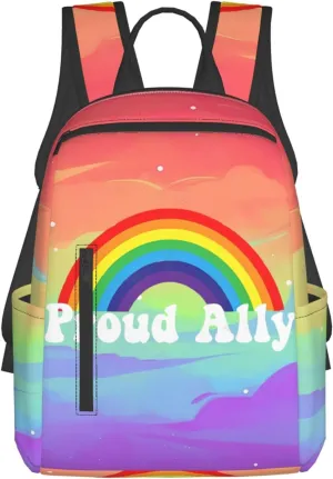 LGBT Rainbow Gay Pride Proud Ally Travel Laptop Backpack Casual Backpacks Double Shoulder Daypack Notebook Rucksack Work Bags Sports Bag for Hiking Camping Beach