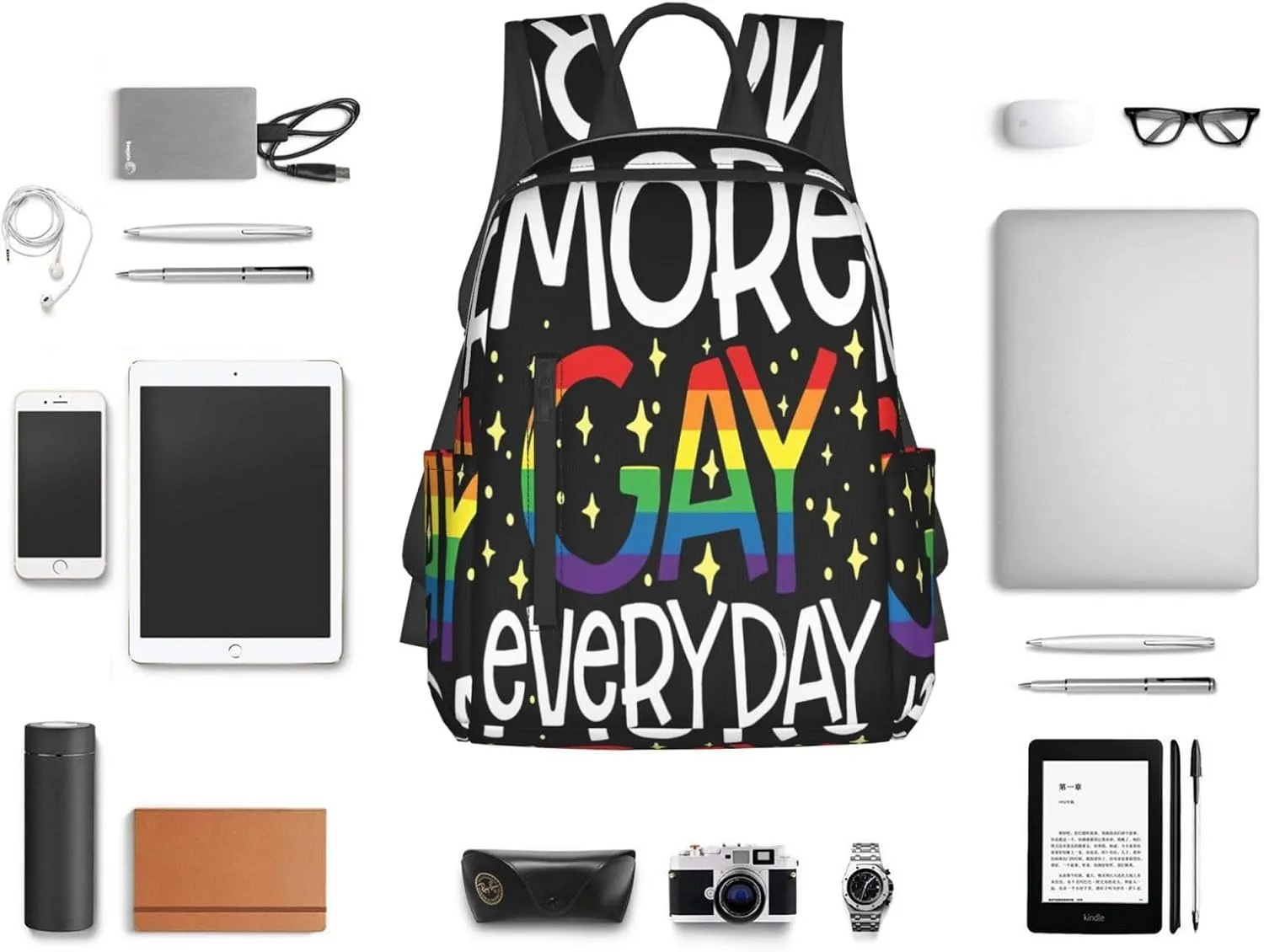 LGBT Rainbow Pride More Gay Everyday Travel Laptop Backpack Casual Backpacks Double Shoulder Daypack Notebook Rucksack Work Bags Sports Bag for Gym Hiking Camping Beach