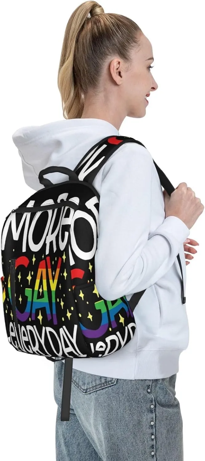 LGBT Rainbow Pride More Gay Everyday Travel Laptop Backpack Casual Backpacks Double Shoulder Daypack Notebook Rucksack Work Bags Sports Bag for Gym Hiking Camping Beach