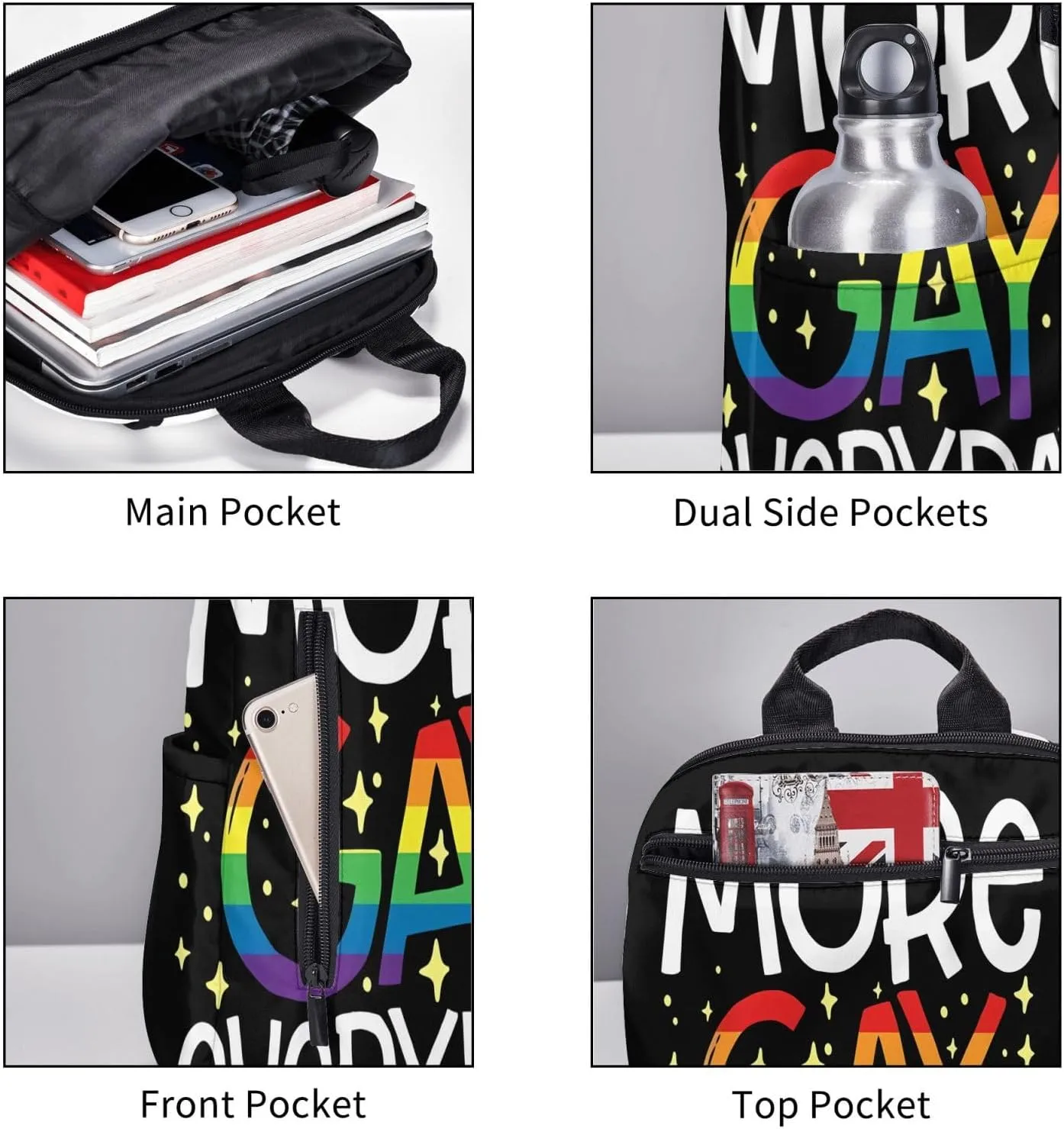 LGBT Rainbow Pride More Gay Everyday Travel Laptop Backpack Casual Backpacks Double Shoulder Daypack Notebook Rucksack Work Bags Sports Bag for Gym Hiking Camping Beach
