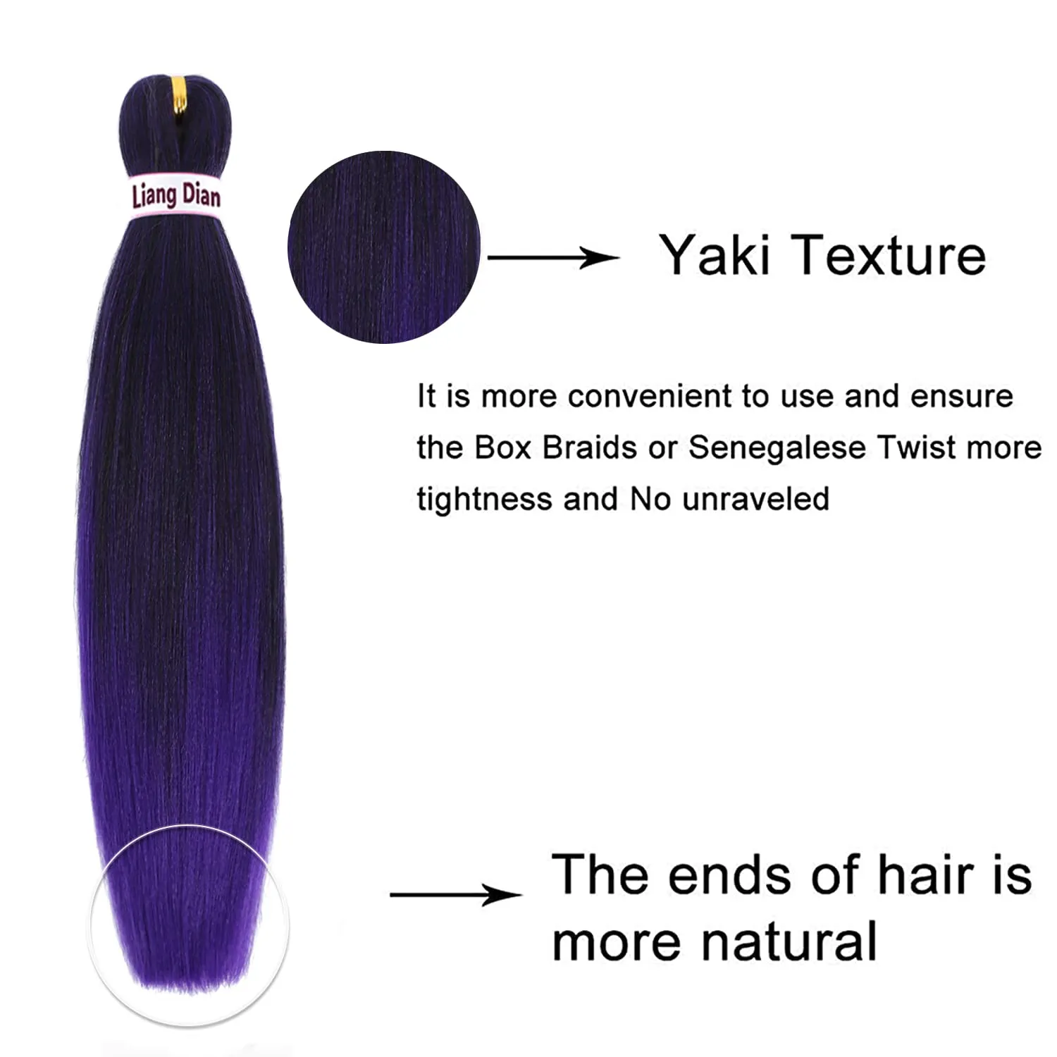 Liang Dian Braiding Hair Pre-stretched Braiding Hair 12 Inch 8 Packs Ombre Purple Hot Water Setting Synthetic Hair Crochet Braiding Hair Extension(12 Inch,1B/Purple)