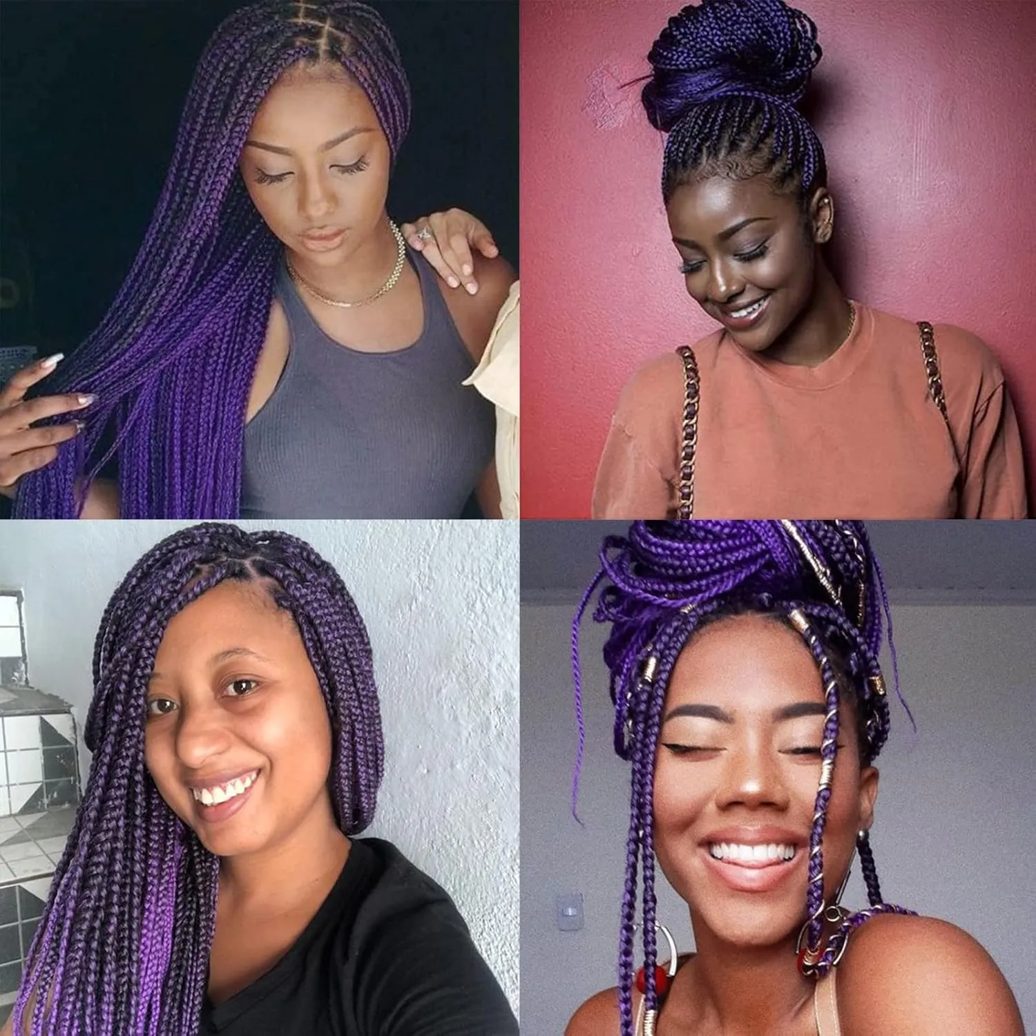 Liang Dian Braiding Hair Pre-stretched Braiding Hair 12 Inch 8 Packs Ombre Purple Hot Water Setting Synthetic Hair Crochet Braiding Hair Extension(12 Inch,1B/Purple)
