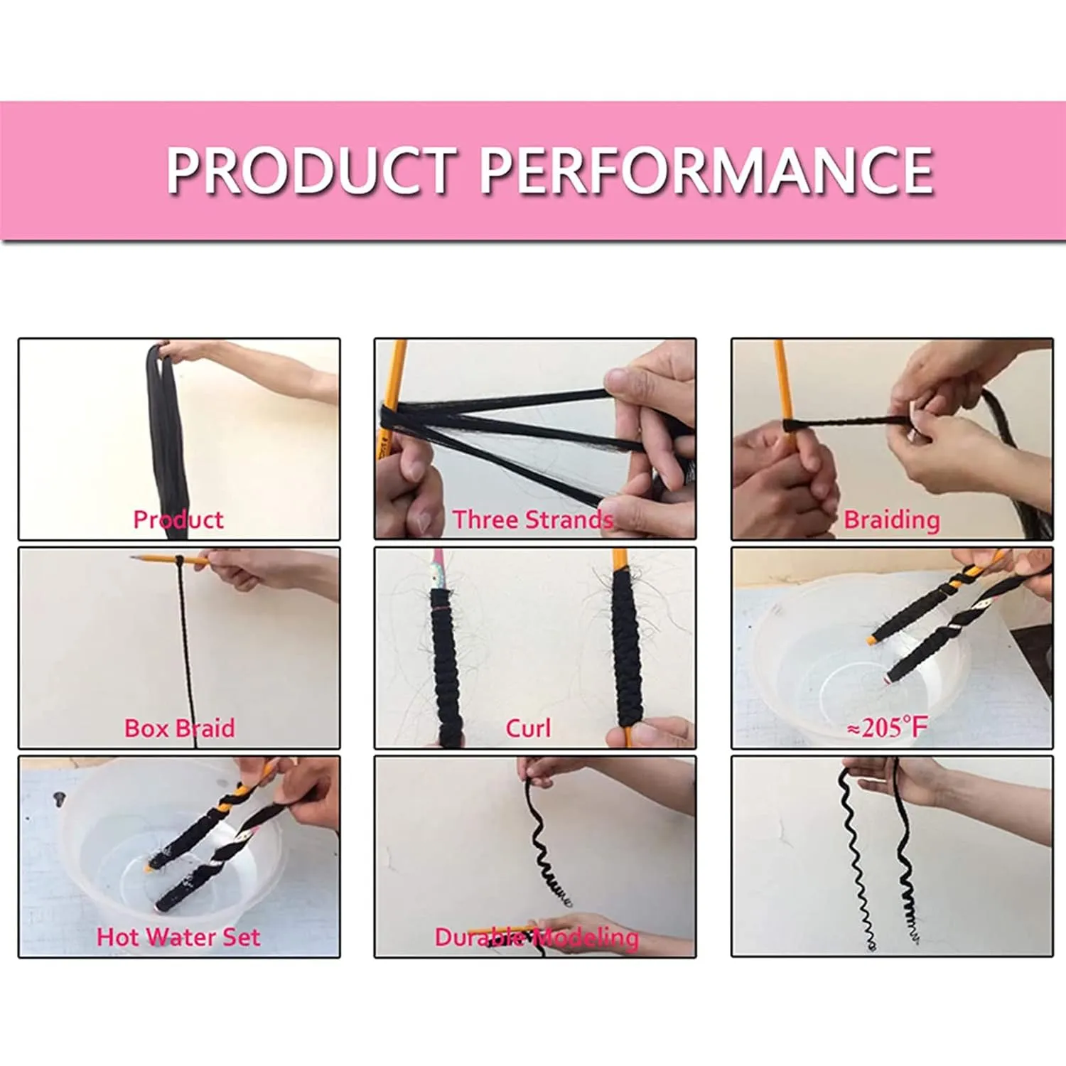 Liang Dian Braiding Hair Professional Pre-stretched Braiding Hair 12 Inch 8 Packs Natural Black Hot Water Setting Synthetic Hair Crochet Braiding Hair Extension(12 Inch,1B)