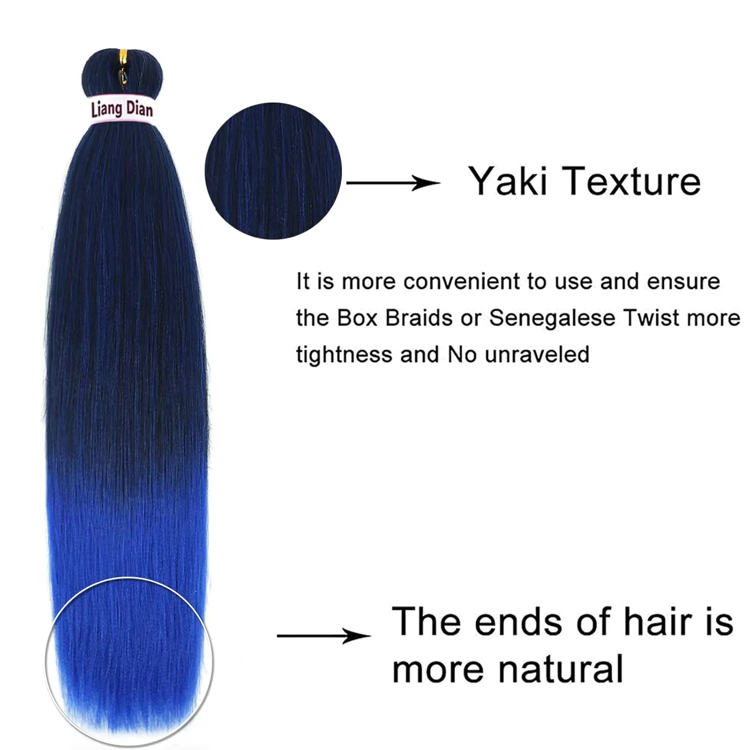 Liang Dian Pre-Stretched Braiding Hair 12 Inch 8 Packs Hot Water Setting Synthetic Hair Crochet Braiding Hair Extension(1B/Blue)