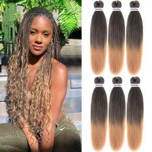 Liang Dian Pre-Stretched Braiding Hair 22 inch 6 packs Hot Water Setting Synthetic Hair Crochet Braiding Hair Extension(1B/27)