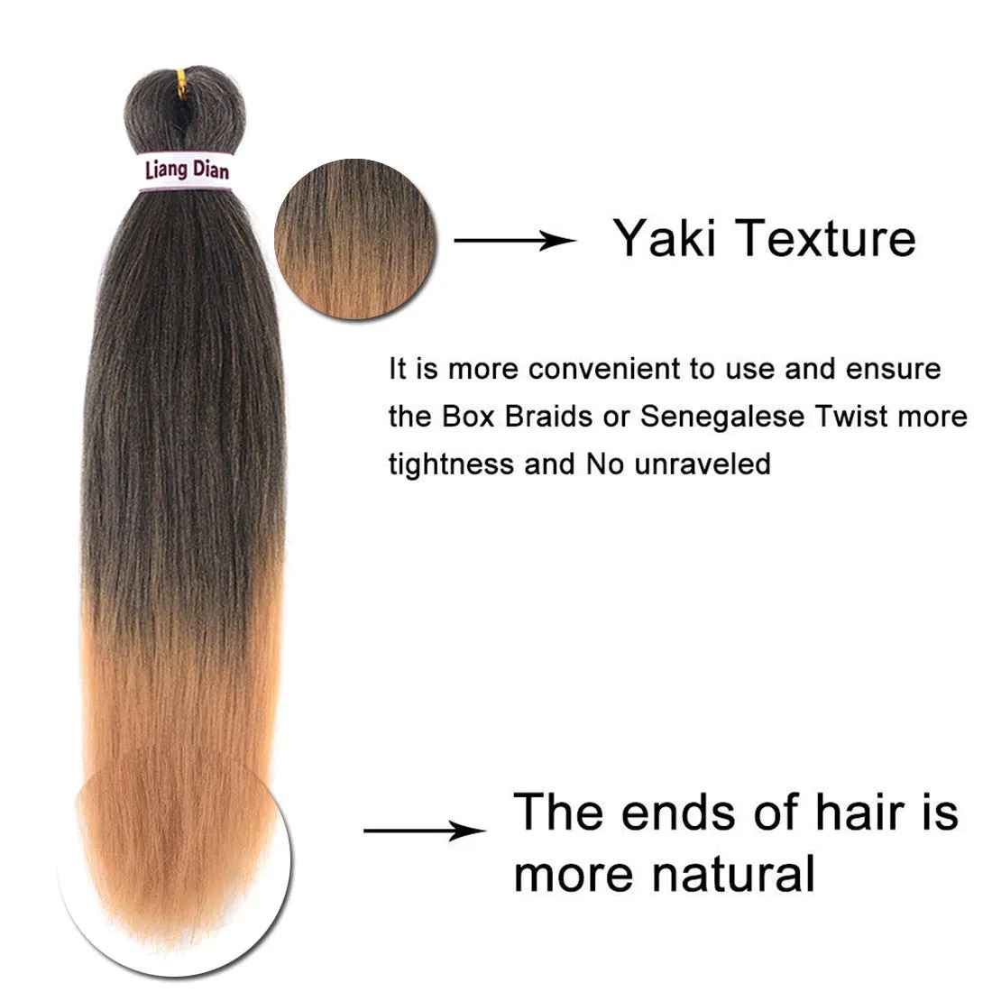 Liang Dian Pre-Stretched Braiding Hair 22 inch 6 packs Hot Water Setting Synthetic Hair Crochet Braiding Hair Extension(1B/27)