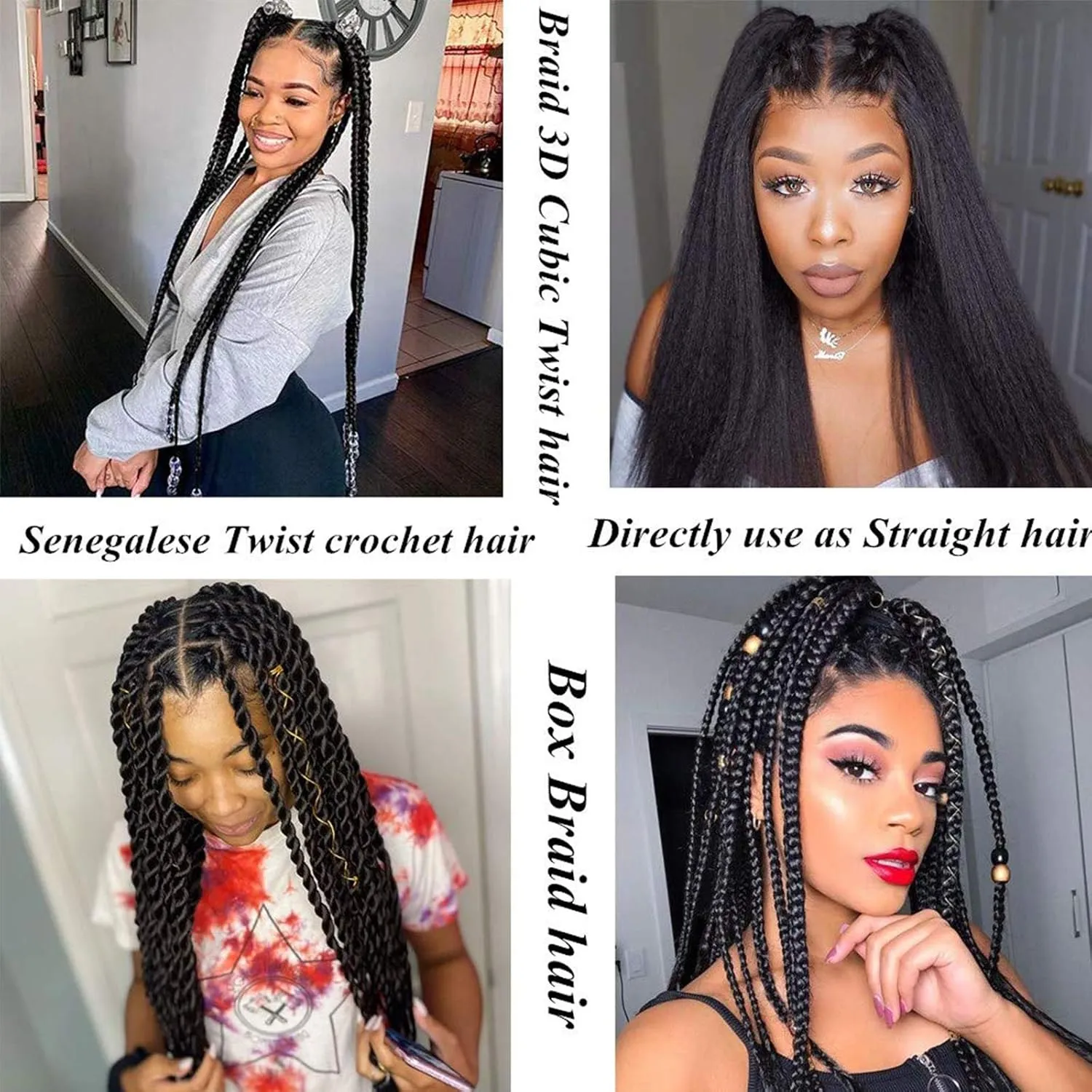 Liang Dian Pre-Stretched Braiding Hair 22 inch 6 packs Hot Water Setting Synthetic Hair Crochet Braiding Hair Extension(1B/27)