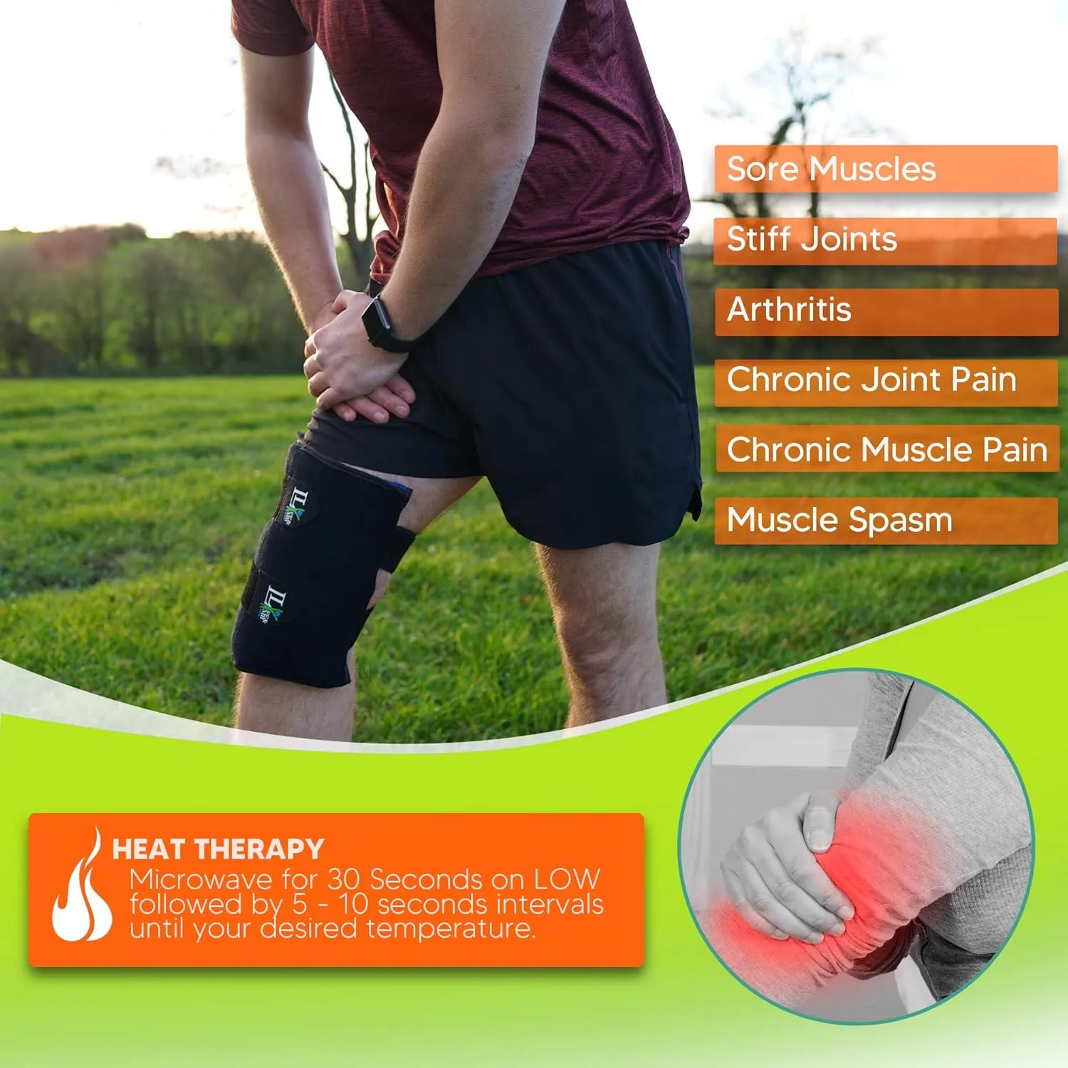 Life and Limb Gel Medium Wrap - Hot and Cold Therapy Packs for Injuries - Reusable Ice Pack Compress with Adjustable Straps - Shoulder, Knee, Elbow, Neck & Back Pain Relief - Muscle Strain Support