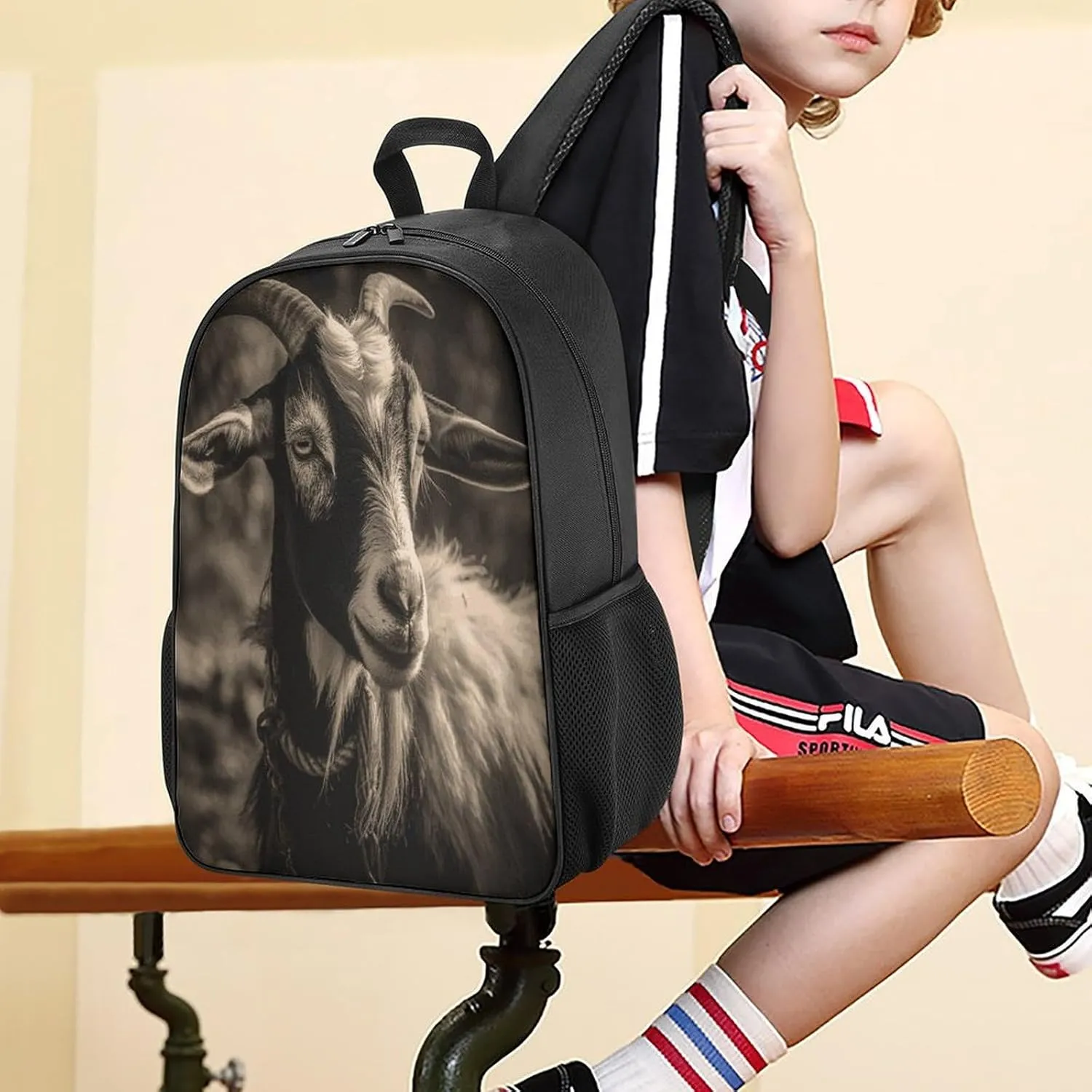 Lightweight Backpacks Cute Travel Bag Durable Black And White Goat Printing Small Travel Backpack For Women & Men