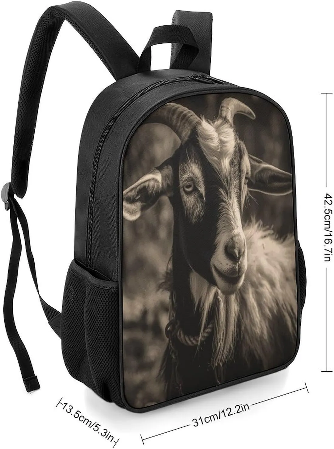 Lightweight Backpacks Cute Travel Bag Durable Black And White Goat Printing Small Travel Backpack For Women & Men