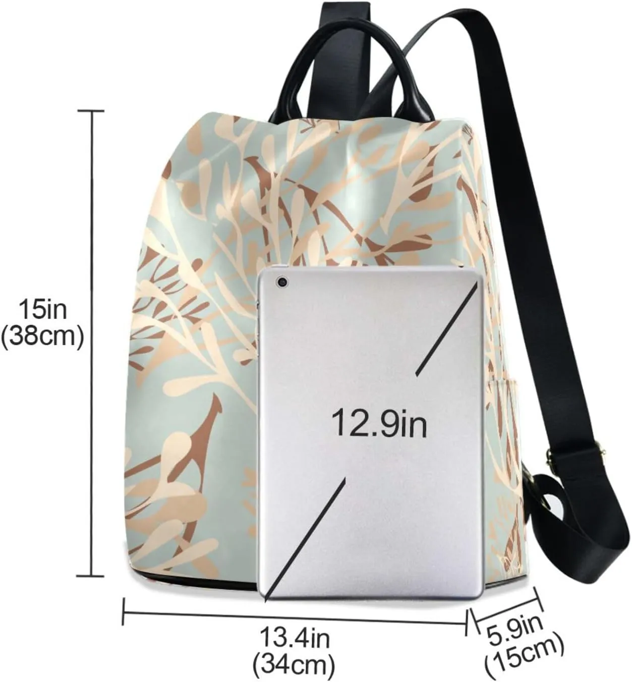 Lightweight Women Backpack Purse Shoulder Bag Casual Daypack Anti-theft Zipper With Pockets 13.4 X 5.9 X 15in