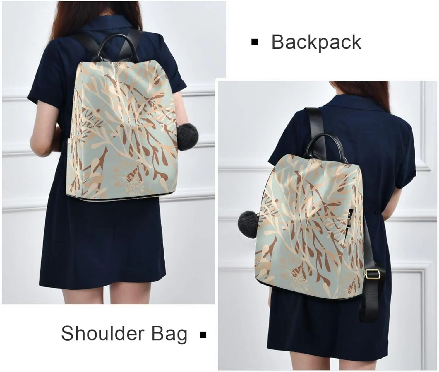 Lightweight Women Backpack Purse Shoulder Bag Casual Daypack Anti-theft Zipper With Pockets 13.4 X 5.9 X 15in