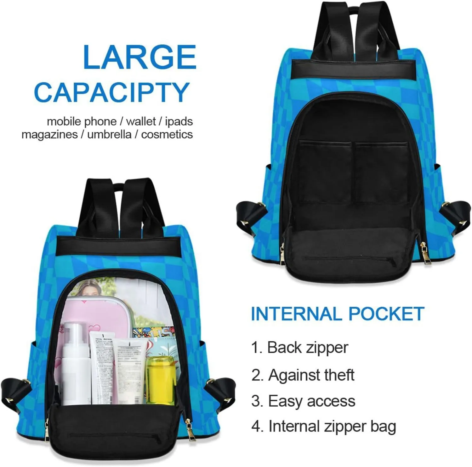 Lightweight Women Backpack Purse Shoulder Bag Casual Daypack Anti-theft Zipper With Pockets Pattern 2
