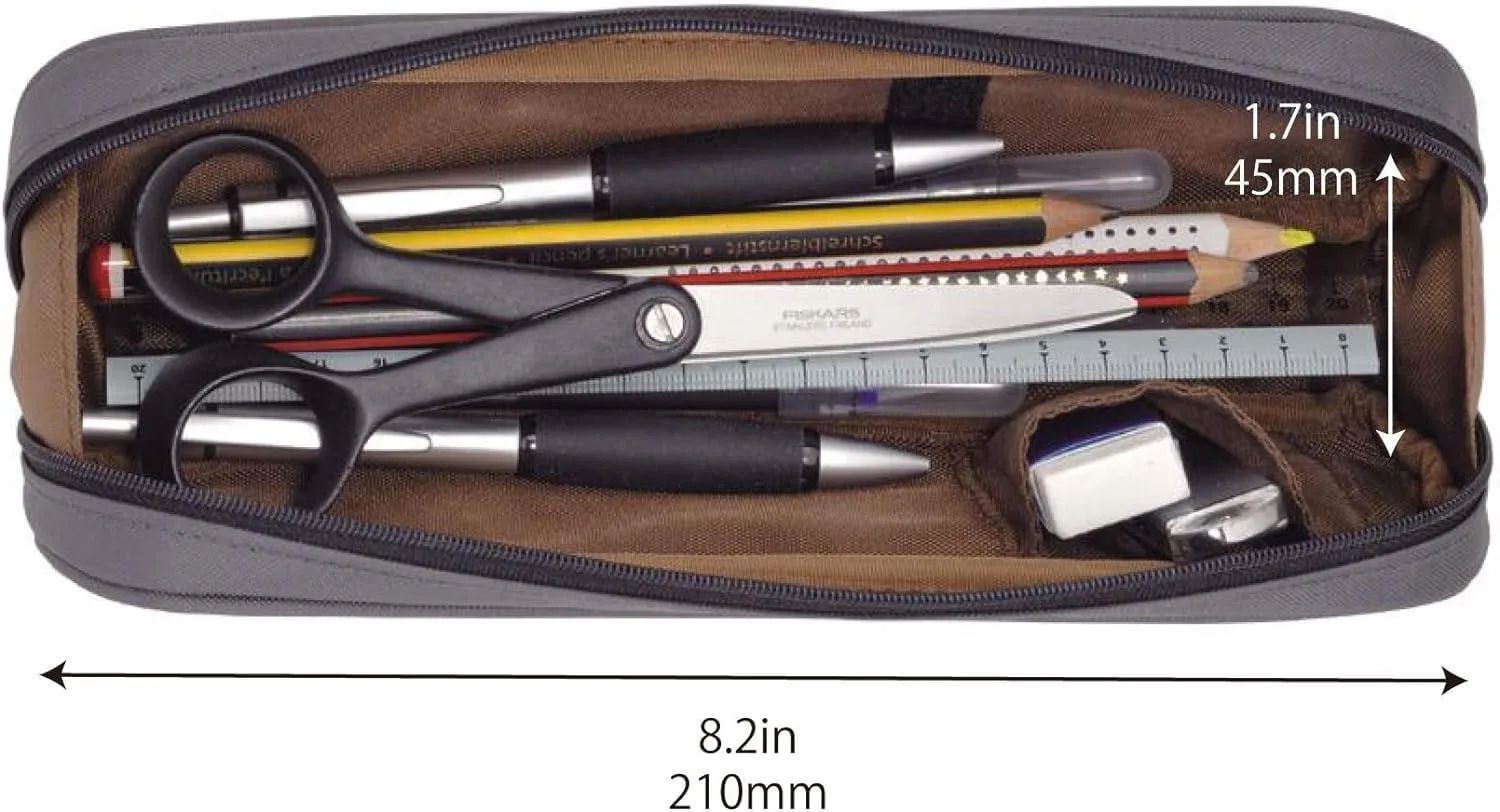 LIHIT LAB Large Capacity Zipper Long Pencil Case For School Office College, Big Capacity Pencil Bag Holder Adults Teen Boys Girls, Travel Cosmetics Storage, Coral (A7552-103)