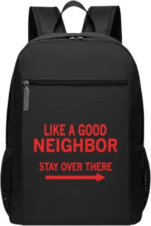 Like A Good Neighbor Stay Over There Travel Laptop Backpack, Business Anti Theft Slim Sturdy Laptops Backpacks, College Computer Bag Gift for Men & Women Fits 17 Inch Notebook,Black