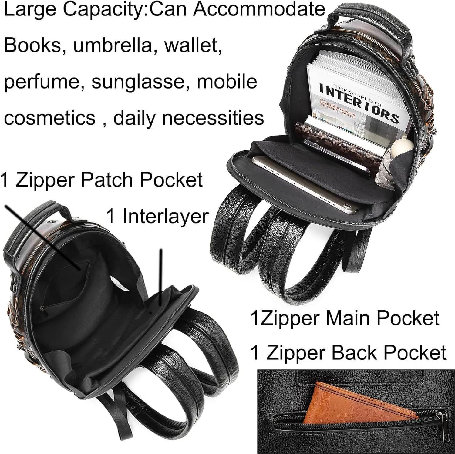 LipSki 3D Xenomorph Shaped Backpack, Steam Punk for Men or Women Y2K Personality Travel Handbag PVC Unique Novelty Alien Purse (silver)