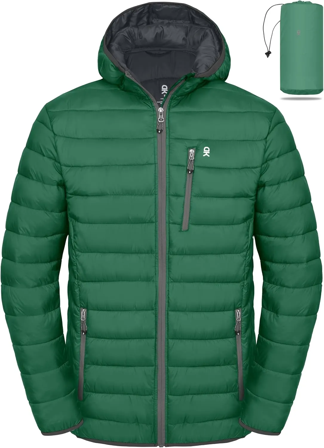 Little Donkey Andy Men's Packable Puffer Jacket Lightweight Hooded Windproof Winter Coat with Recycled Insulation
