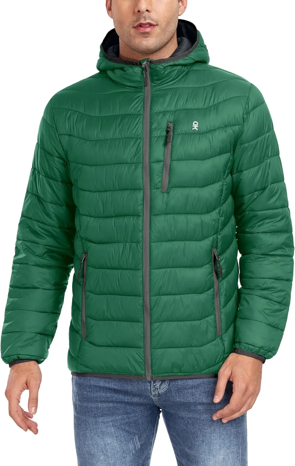 Little Donkey Andy Men's Packable Puffer Jacket Lightweight Hooded Windproof Winter Coat with Recycled Insulation