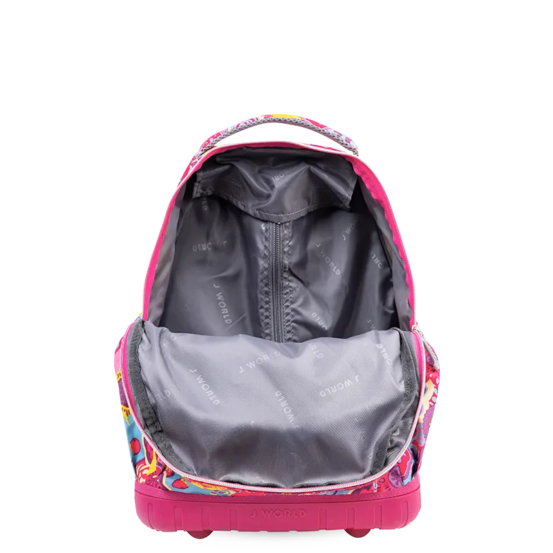 Lollipop Kids Rolling Backpack With Lunch Bag (16 Inch) in Poppy Pansy