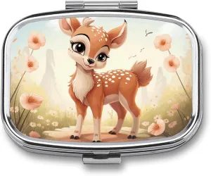 Lovely Deer Travel Pill Organizer A Daily Pill Box for Supplements 2 Compartment Pill Case Convenient for Carrying and Storing Medicines Box