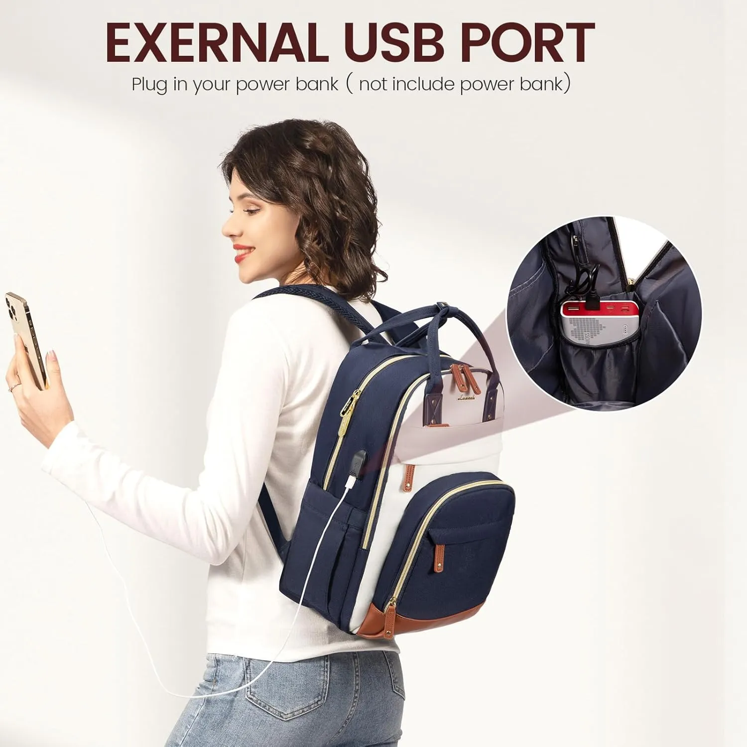 LOVEVOOK Backpack for Women,Laptop Backpack Women,Fits 17 Inch Laptop Bag,School Backpacks,Fashion Travel Work Anti-theft Bag,Waterproof Business Computer College Backpack Purse,Beige-Blue-Brown