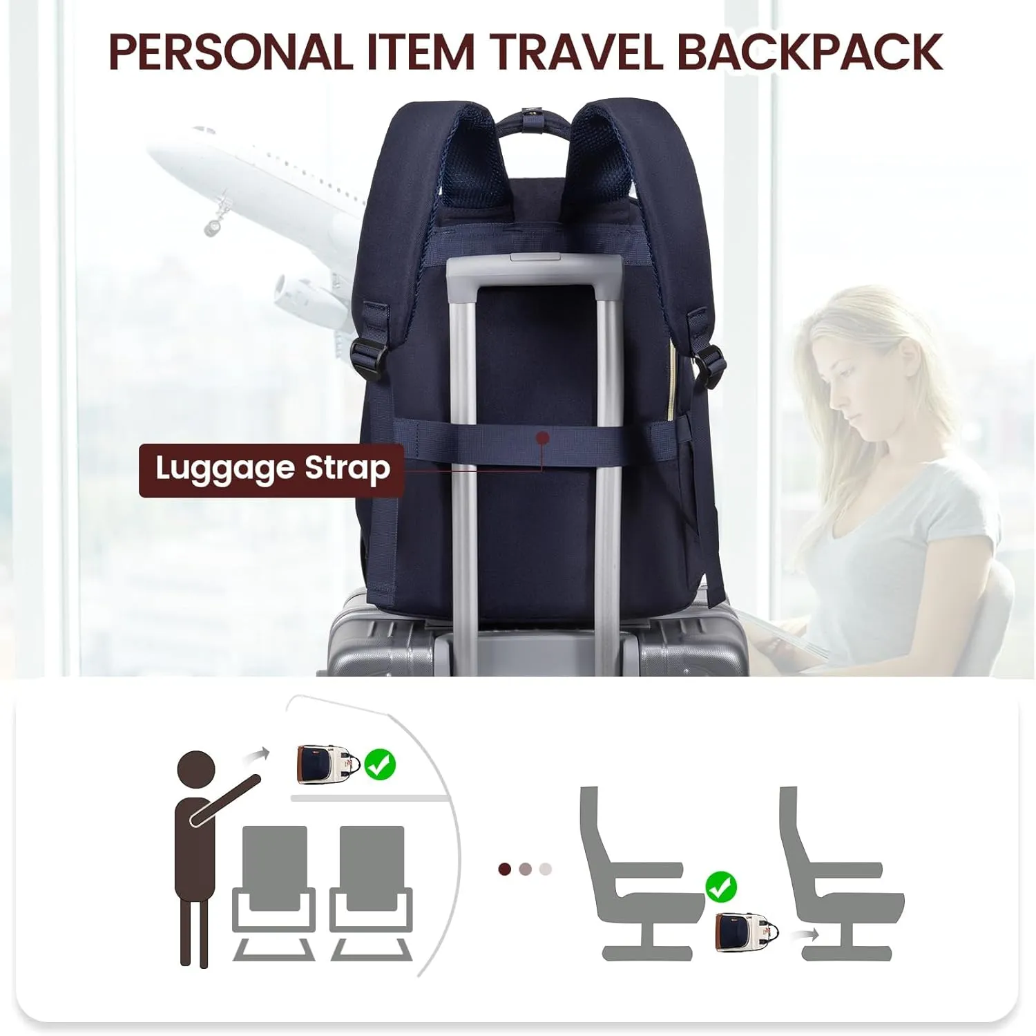 LOVEVOOK Backpack for Women,Laptop Backpack Women,Fits 17 Inch Laptop Bag,School Backpacks,Fashion Travel Work Anti-theft Bag,Waterproof Business Computer College Backpack Purse,Beige-Blue-Brown