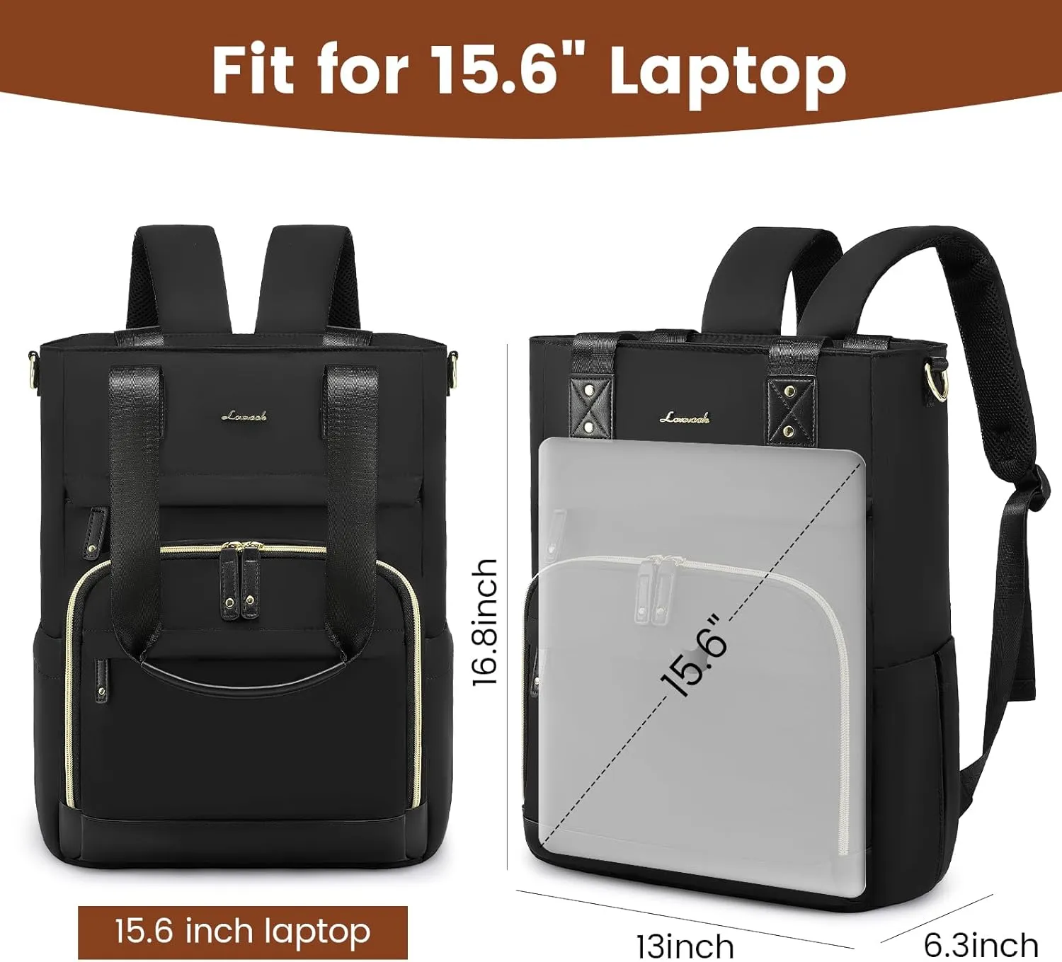 LOVEVOOK Laptop Backpack for Women, 15.6 Inch Work Backpack with Laptop Compartment, Water Resistant Computer Backpack for College, Travel, Commuter