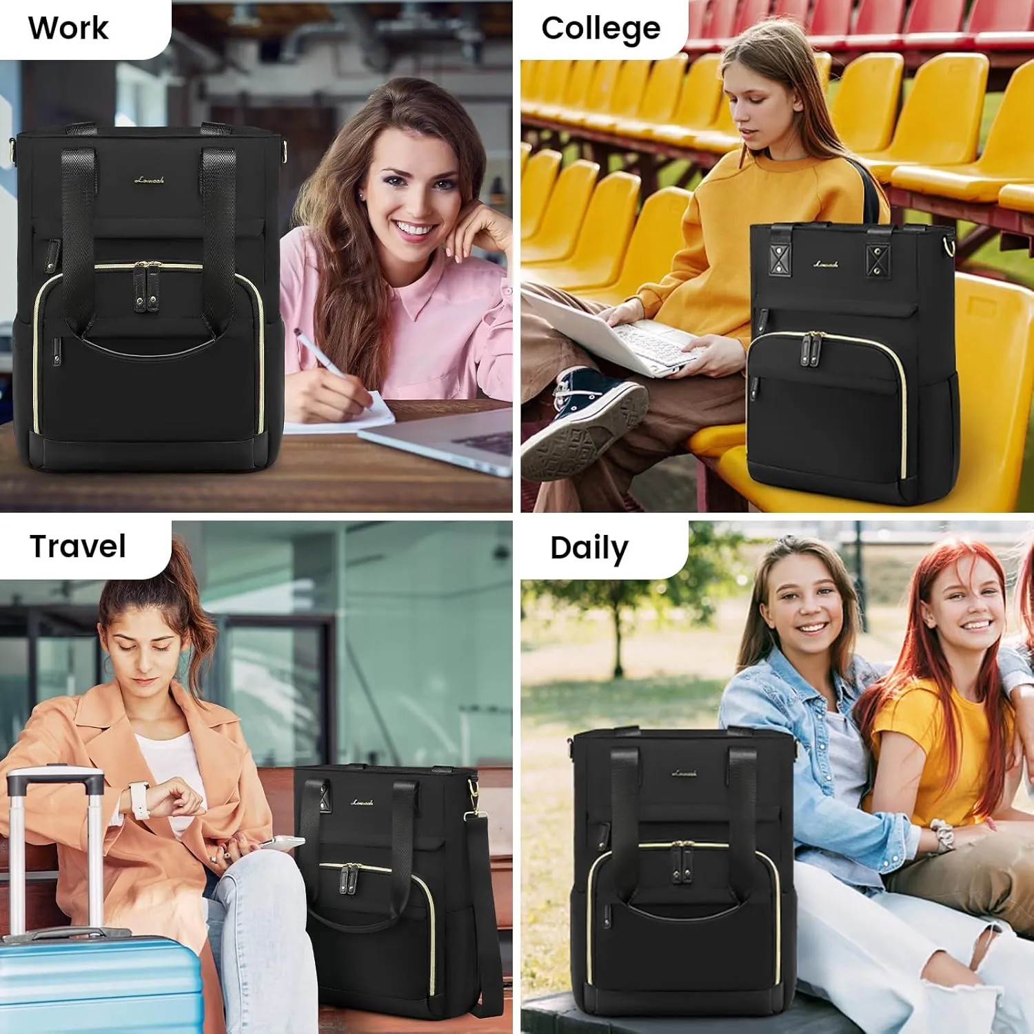 LOVEVOOK Laptop Backpack for Women, 15.6 Inch Work Backpack with Laptop Compartment, Water Resistant Computer Backpack for College, Travel, Commuter