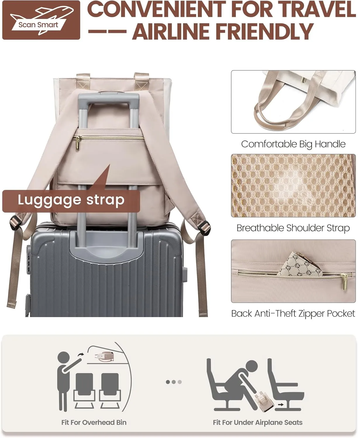 LOVEVOOK Laptop Backpack for Women, 15.6 Inch Work Laptop Bag Teacher Nurse Backpack, Wide Open Travel Tote Backpack Purse Business Computer Daypack