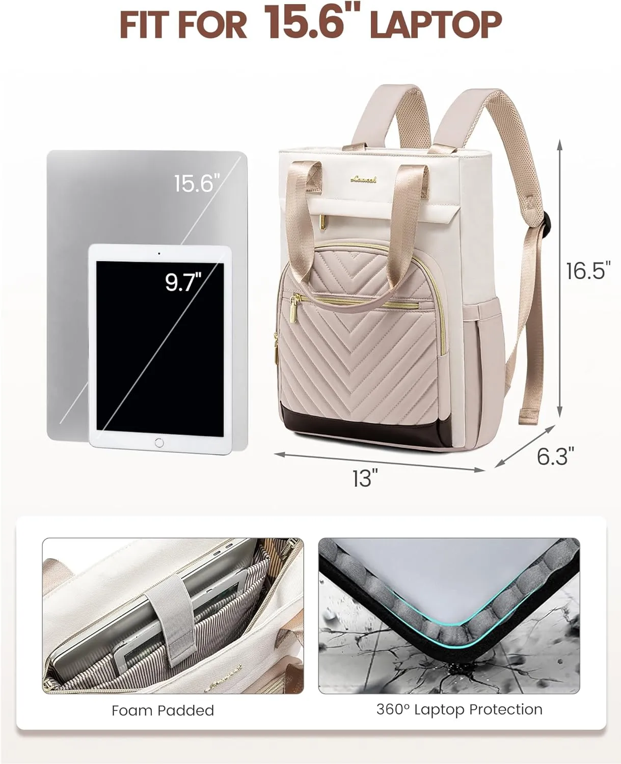 LOVEVOOK Laptop Backpack for Women, 15.6 Inch Work Laptop Bag Teacher Nurse Backpack, Wide Open Travel Tote Backpack Purse Business Computer Daypack