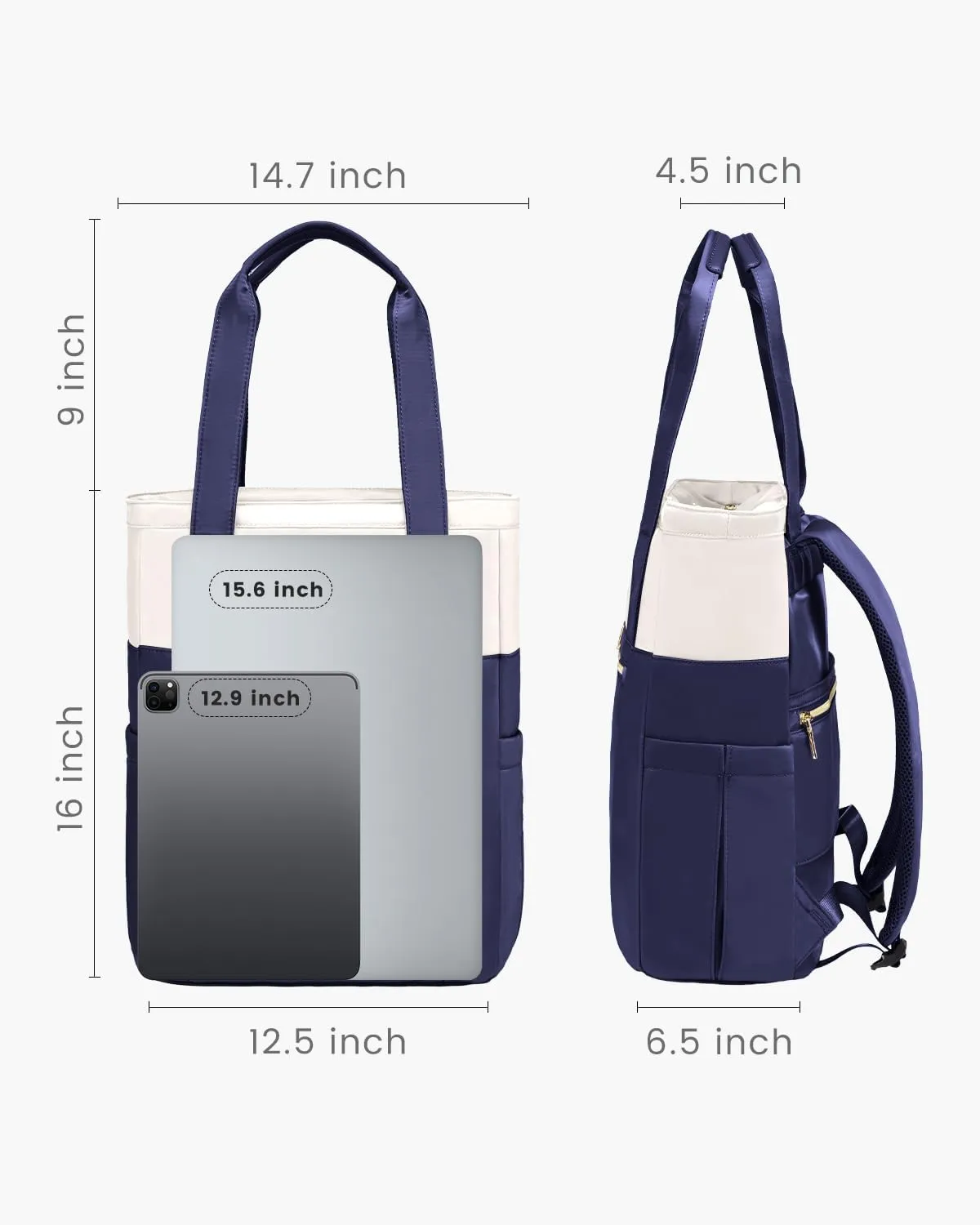 LOVEVOOK Laptop Backpack for Women, 15.6’’ Laptop Bag for Women Tote Bag Convertible, Lightweight Travel Backpack for College, Wide Open Work Backpack for Nurse Teacher Water-resistant Blue