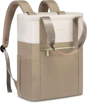 LOVEVOOK Laptop Backpack for Women, 15.6’’ Laptop Bag for Women Tote Bag Convertible, Lightweight Travel Backpack for College, Wide Open Work Backpack for Nurse Teacher Water-resistant Khaki