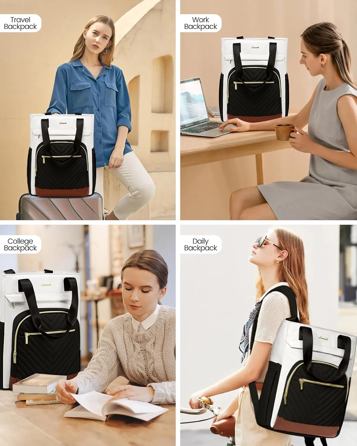LOVEVOOK Laptop Backpack for Women, 17 Inch Work Laptop Bag Teacher Nurse Backpack, Wide Open Travel Backpack Purse Convertible Business Computer Tote Daypack, Black
