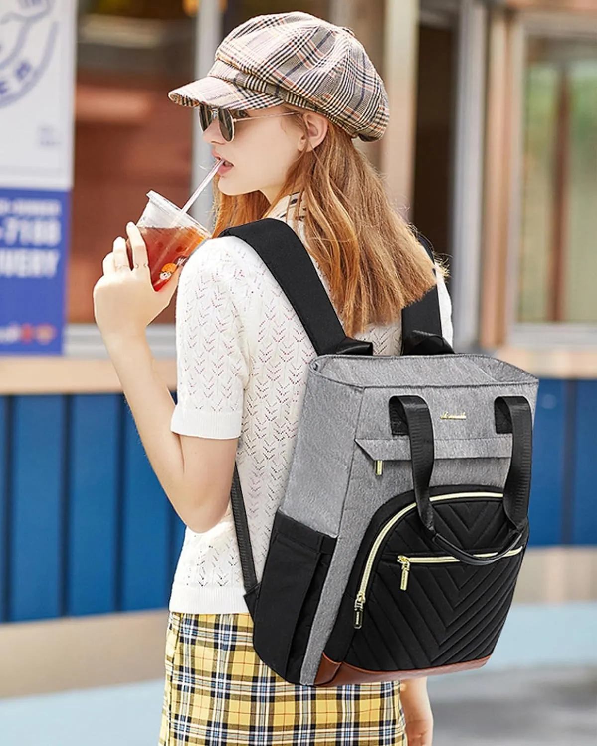 LOVEVOOK Laptop Backpack for Women, 17 Inch Work Laptop Bag Teacher Nurse Backpack, Wide Open Travel Backpack Purse Convertible Business Computer Tote Daypack
