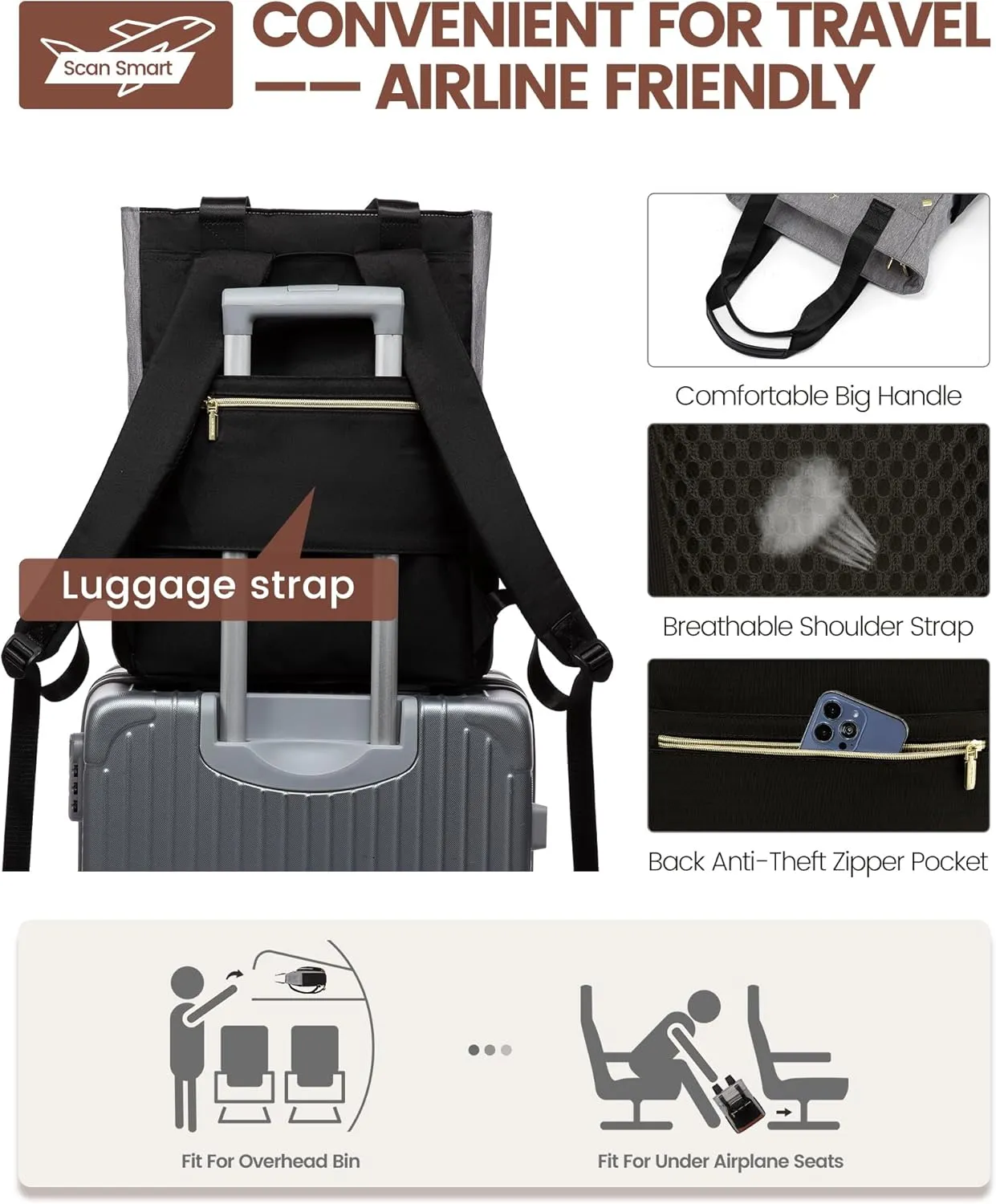 LOVEVOOK Laptop Backpack for Women, 17 Inch Work Laptop Bag Teacher Nurse Backpack, Wide Open Travel Backpack Purse Convertible Business Computer Tote Daypack