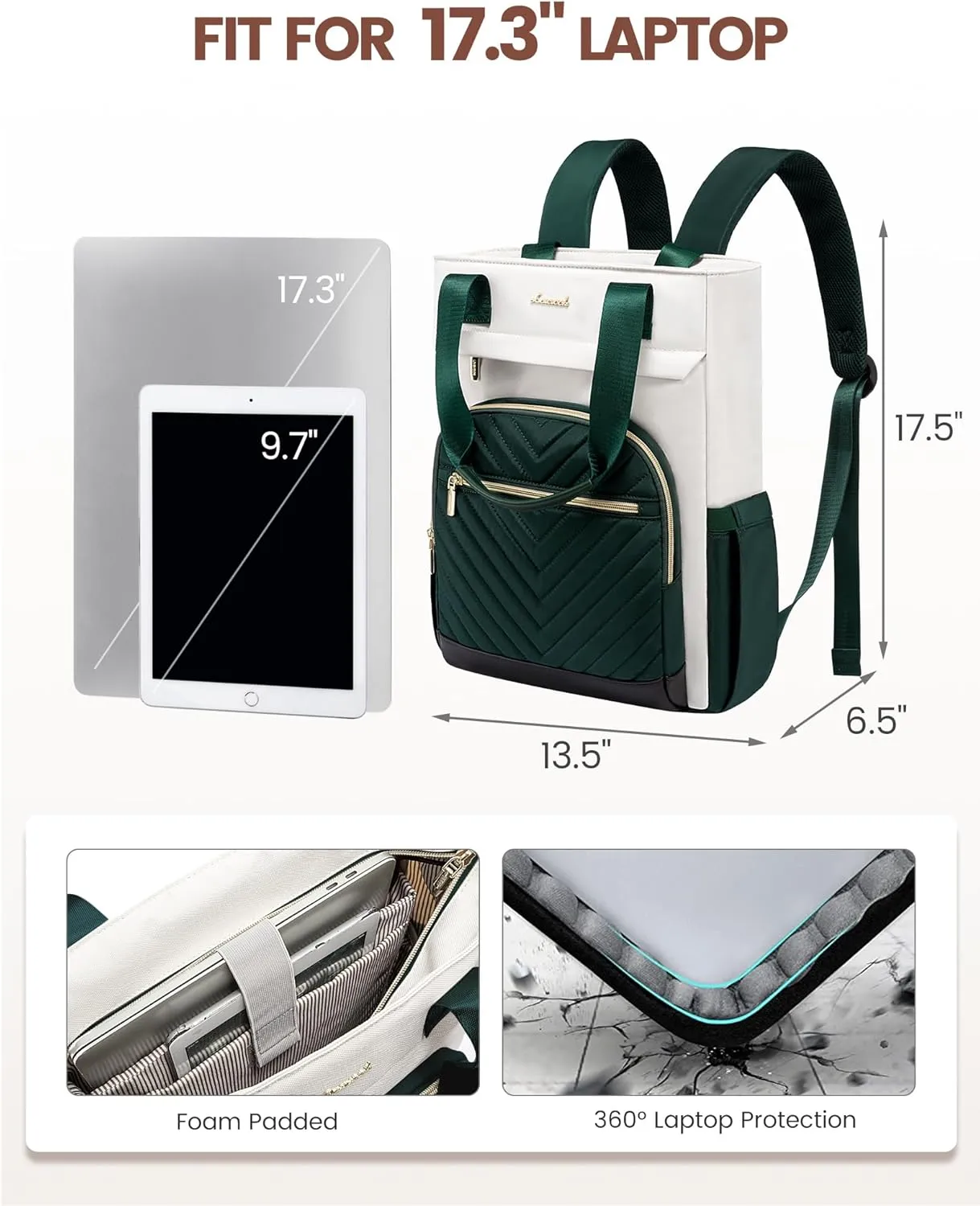 LOVEVOOK Laptop Backpack for Women, 17 Inch Work Laptop Bag Teacher Nurse Backpack, Wide Open Travel Backpack Purse Convertible Business Computer Tote Daypack