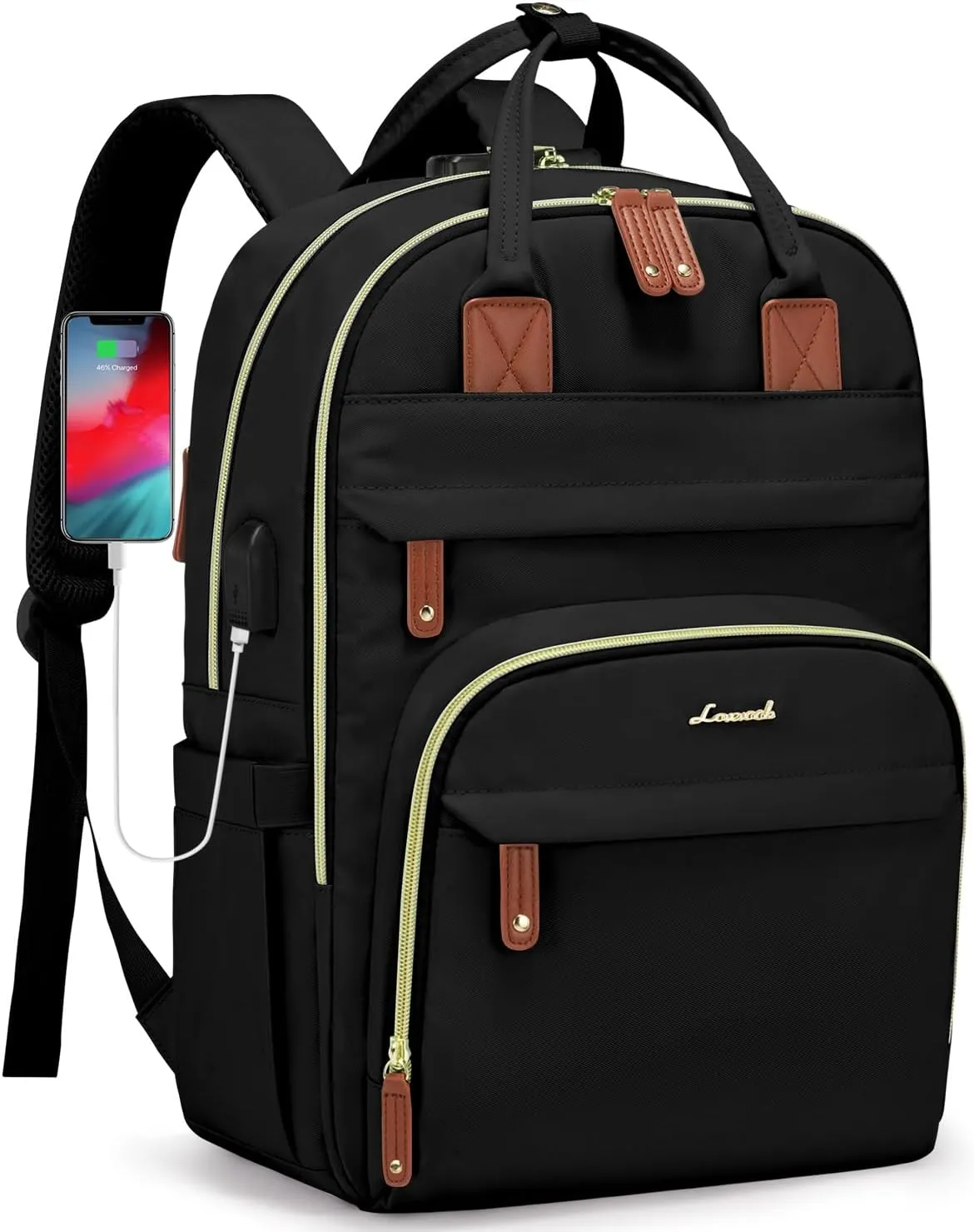 LOVEVOOK Laptop Backpack for Women & Men, Unisex Travel Anti-theft Bag Business Computer Backpacks Purse College Bag, Casual Hiking Daypack with Lock, 17 Inch, Black