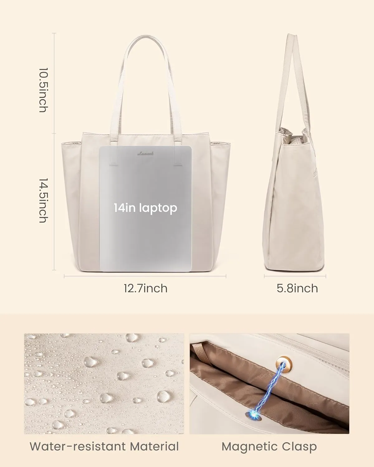 LOVEVOOK Tote Bag For Women, Large Work Tote with Zipper, Travel Shoulder Handbag, Carry on Bag for Teacher Nurse Gym