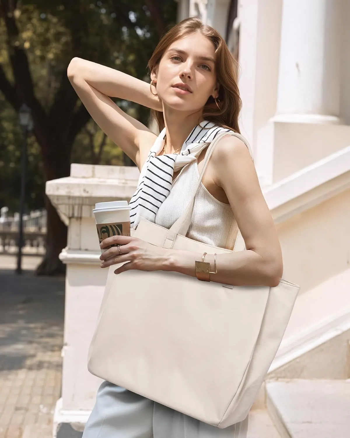 LOVEVOOK Tote Bag For Women, Large Work Tote with Zipper, Travel Shoulder Handbag, Carry on Bag for Teacher Nurse Gym