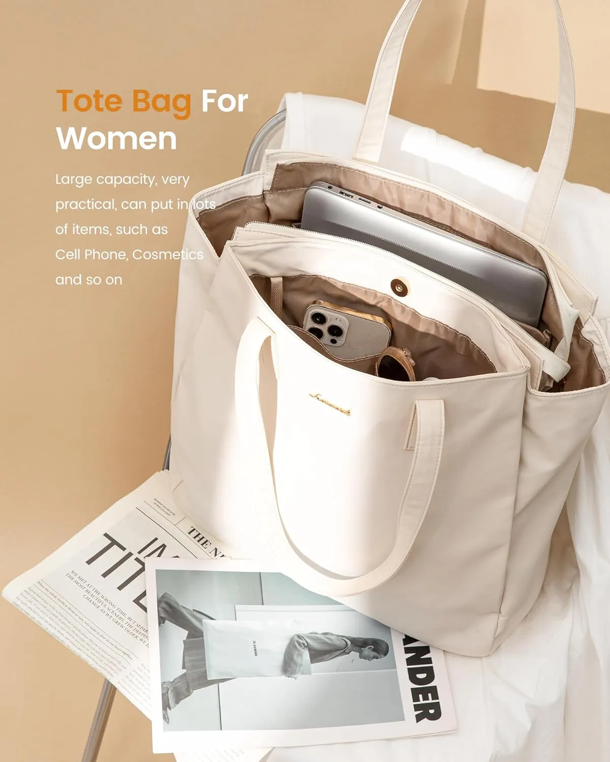 LOVEVOOK Tote Bag For Women, Large Work Tote with Zipper, Travel Shoulder Handbag, Carry on Bag for Teacher Nurse Gym
