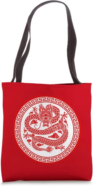 Lucky Money Red Envelope Dragon Year Ingot Zen ART ON BACK Tote Bag