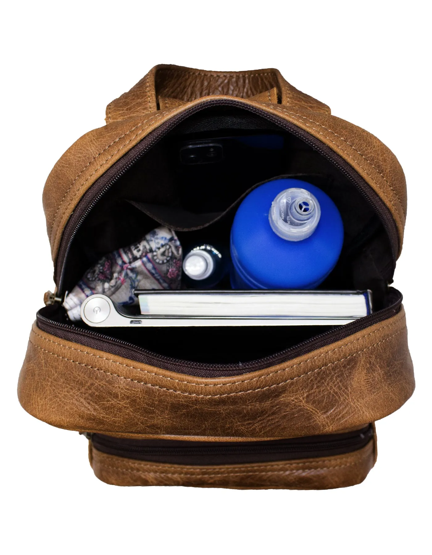 Luvsa LS-MS071 Full Grain Genuine Leather Backpack with YKK Zip